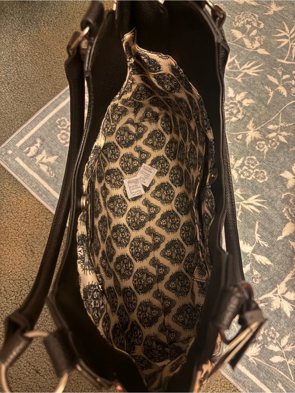 Embellished Ed Hardy Floral & Leopard Tote Bag in Blue
